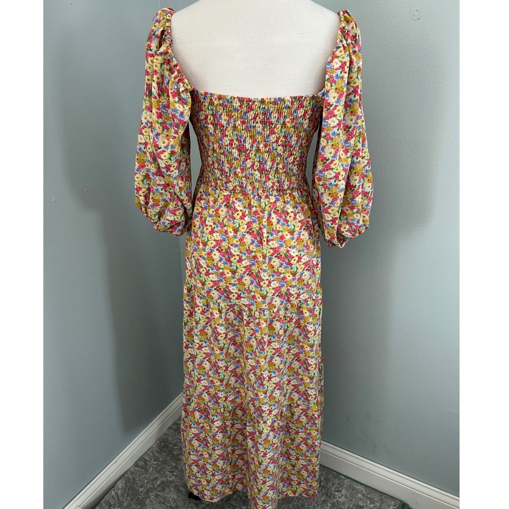 LUSH Floral Print Square Neck Tie Front Maxi Dress‎ Women's Size M - Picture 4 of 8